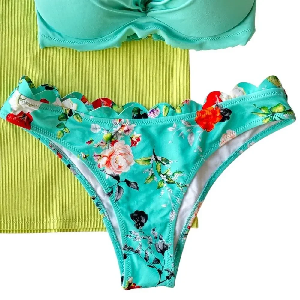 Bundle🛍️ Victoria’s Secret Bikini Mismatched Set & Tank Top Summer Floral Blue